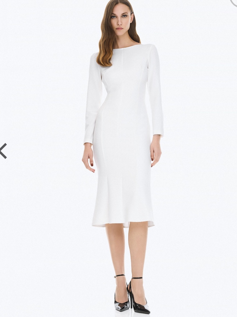 Long-sleeve midi godet dress
